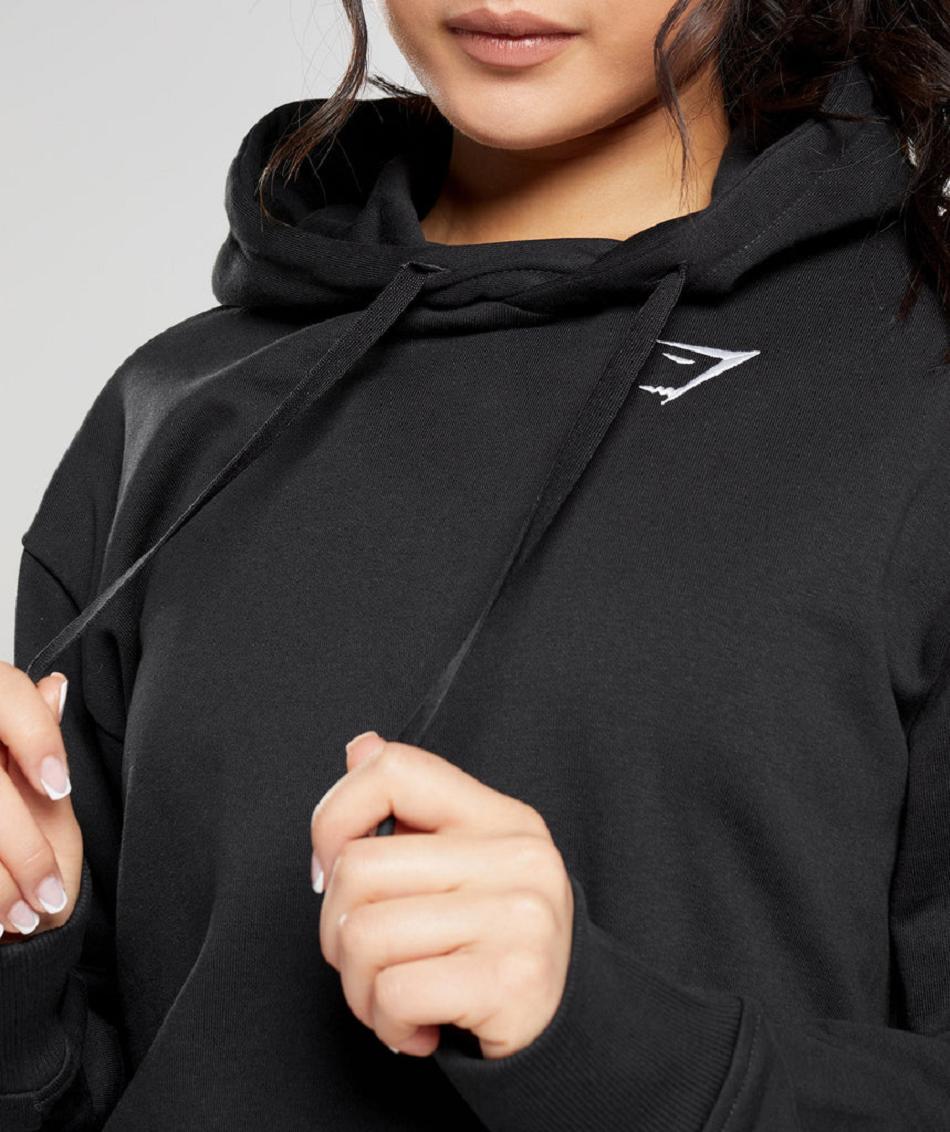 Gymshark Training Oversized Ženske Majica S Kapuljačom Crne | HR 3577WNB